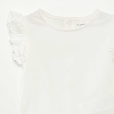 T-shirt à manches courtes volantées BLANC
