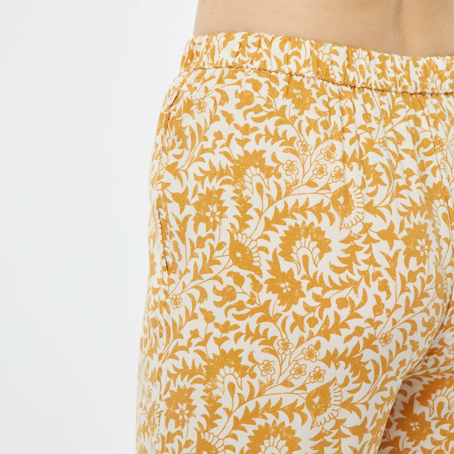 Ensemble pyjama chemisier + pantalon imprimé JAUNE