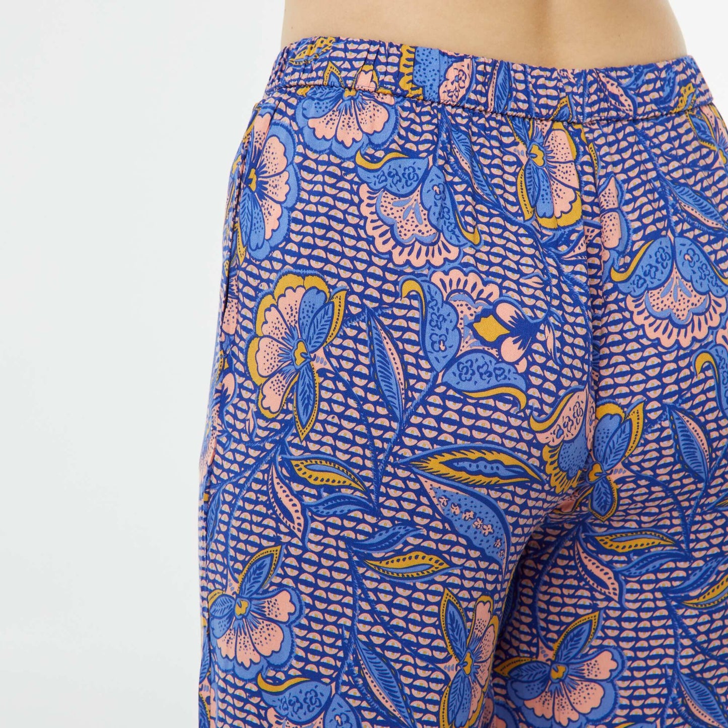 Ensemble pyjama chemisier + pantalon imprimé BLEU