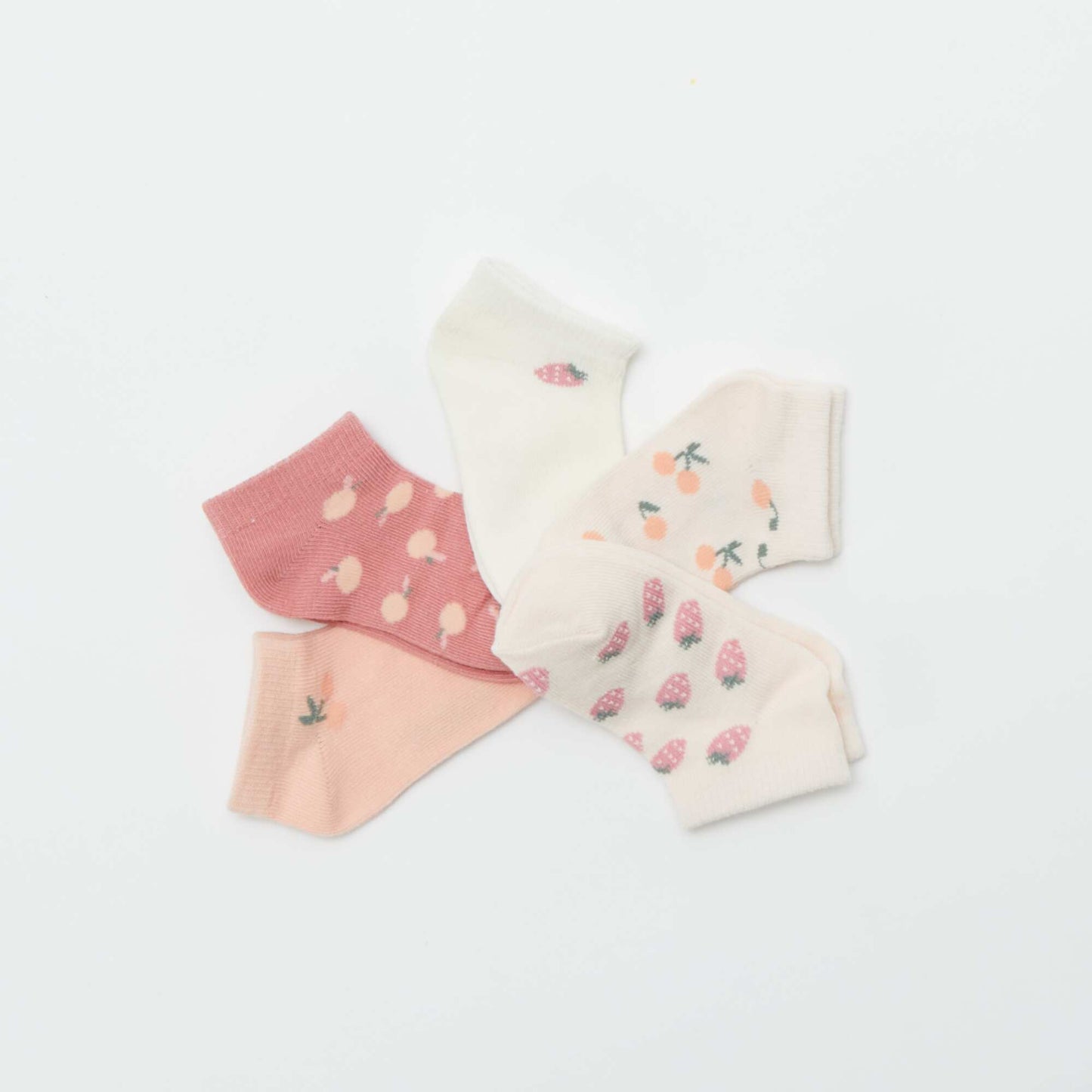 Lot de 5 paires de chaussettes invisibles ORANGE/ROSE