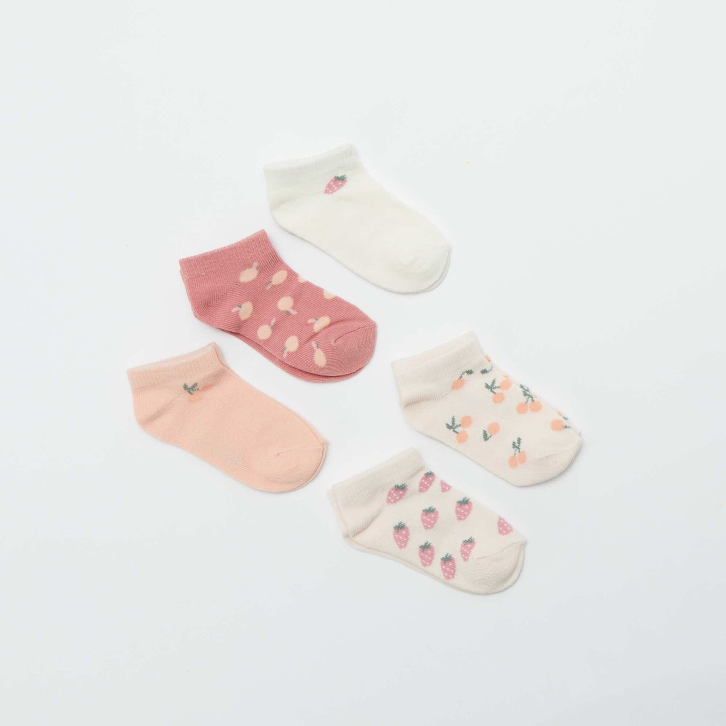 Lot de 5 paires de chaussettes invisibles ORANGE/ROSE