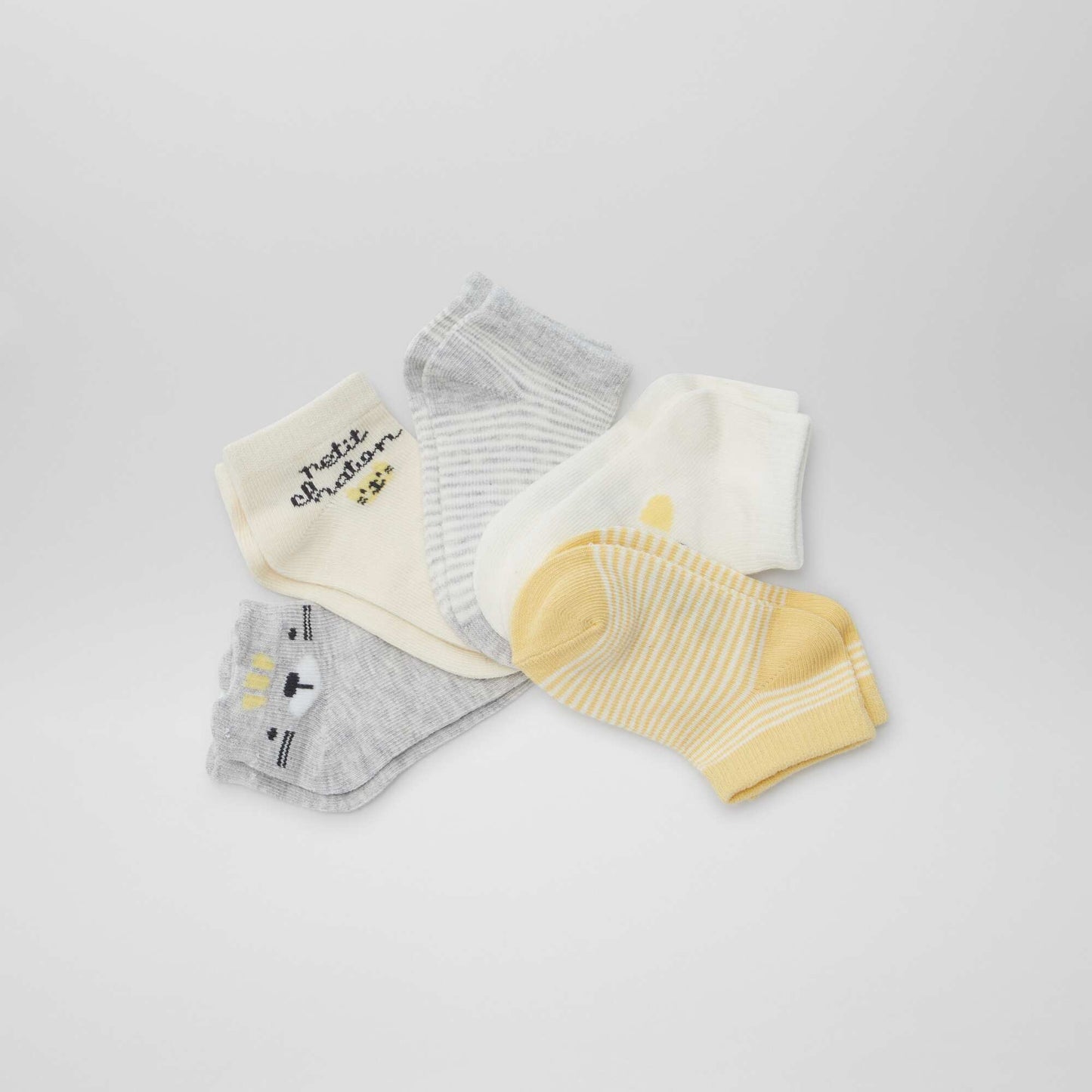 Lot de 5 paires de chaussettes invisibles GRIS