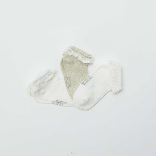 Lot de 3 paires de chaussettes volantées BLANC