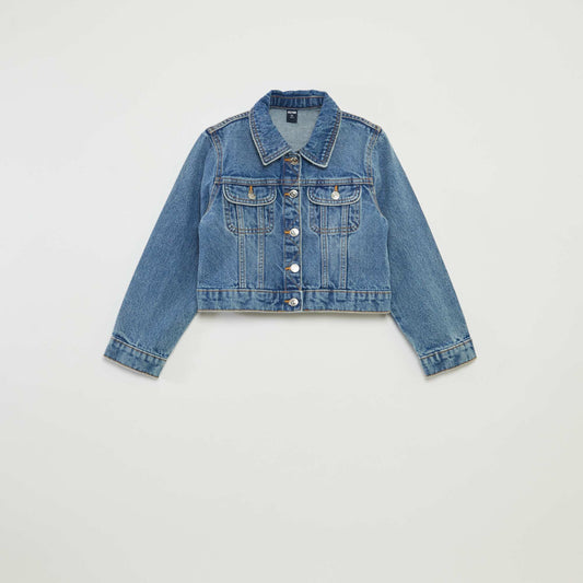 Veste en denim cropped BLEU