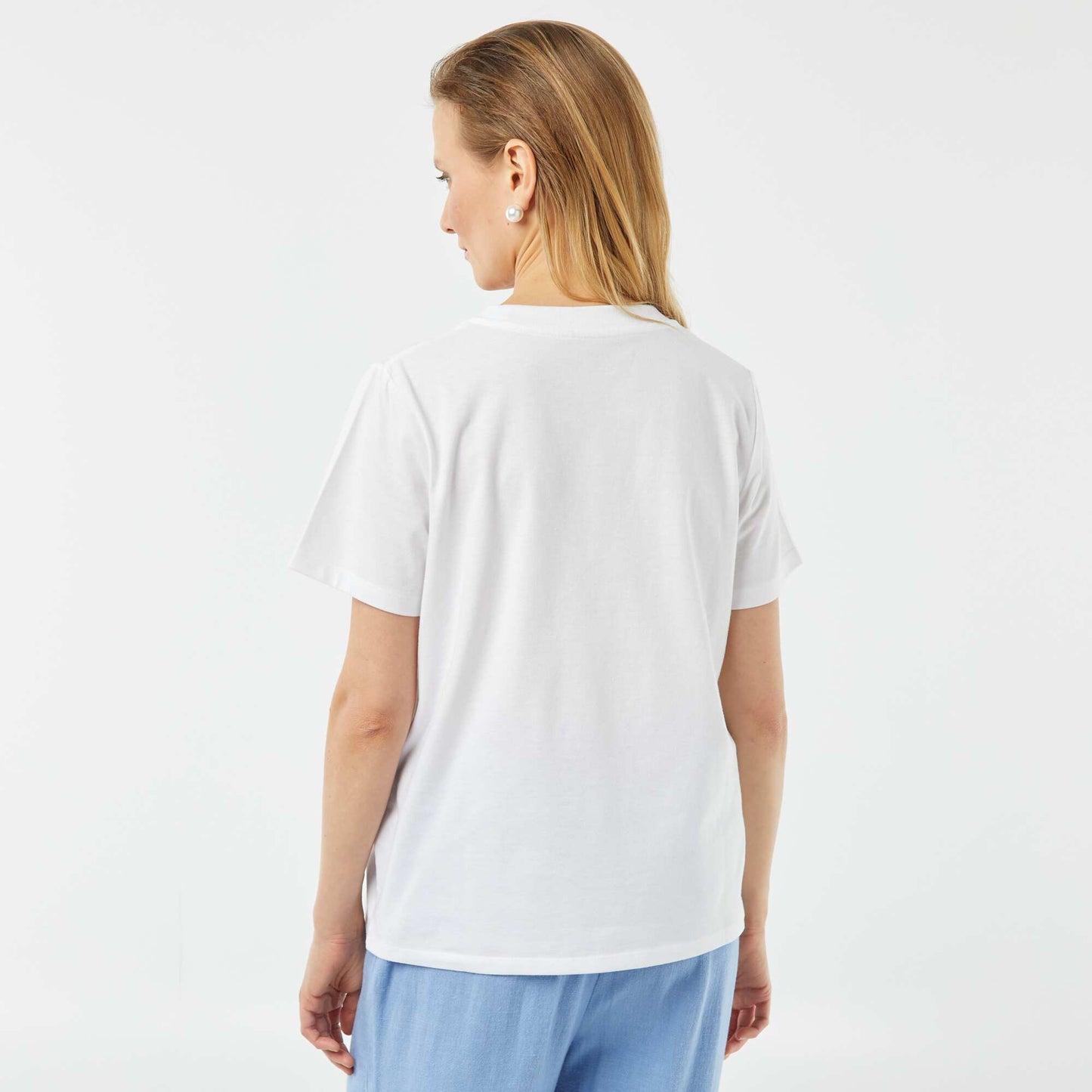 T-shirt à manches courtes avec broderies fantaisies BLANC