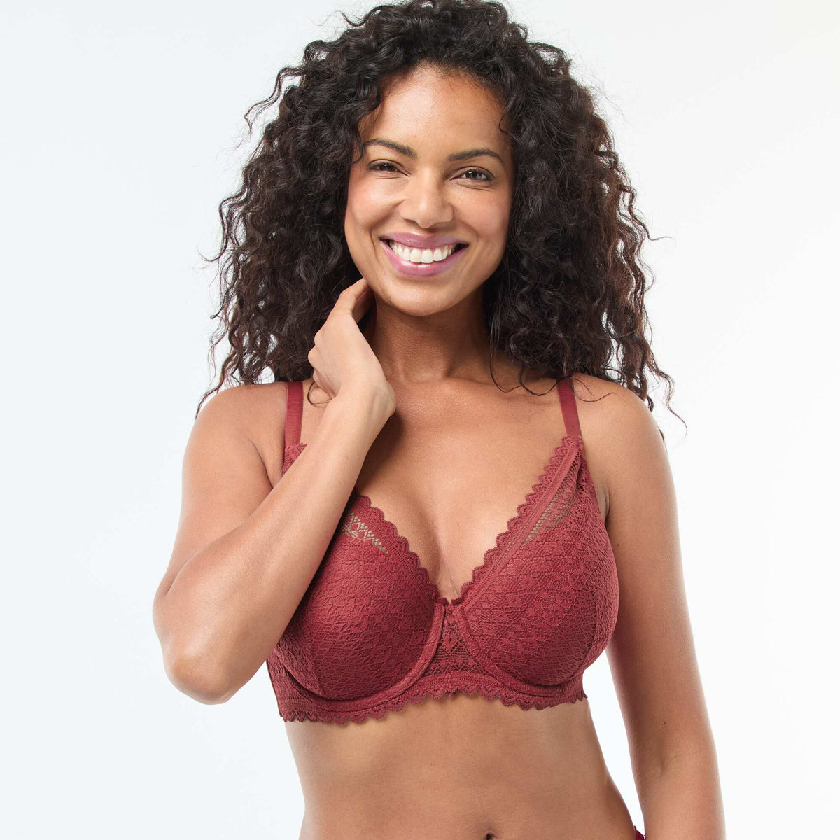 Soutien-gorge corbeille emboîtant en dentelle ROUGE