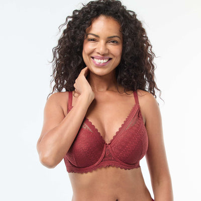 Soutien-gorge corbeille emboîtant en dentelle ROUGE