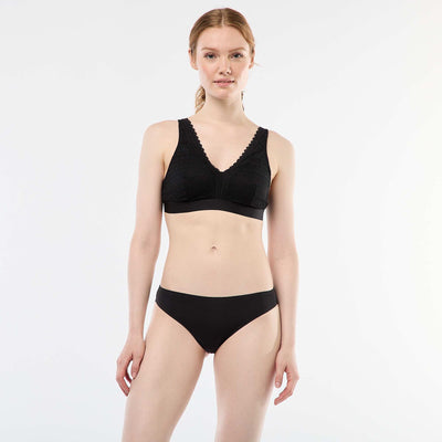 Culotte en microfibre et en dentelle NOIR