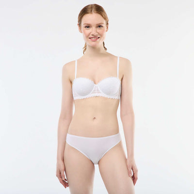 Culotte en microfibre et en dentelle BLANC