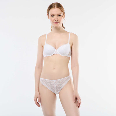 Tanga en dentelle BLANC