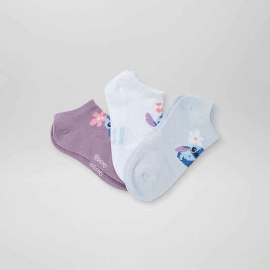Lot de 3 chaussettes invisibles 'Stitch' 'Disney' BLEU