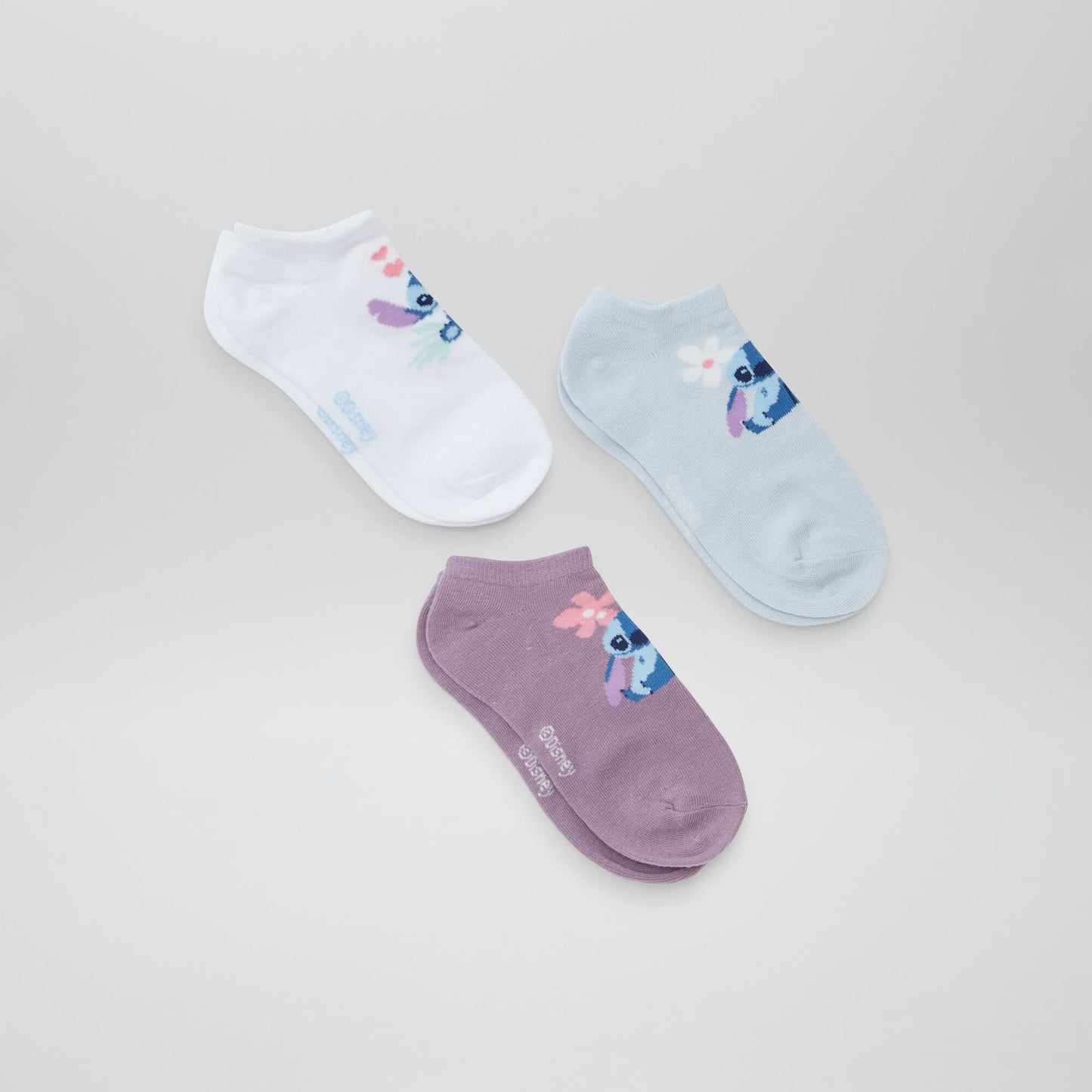 Lot de 3 chaussettes invisibles 'Stitch' 'Disney' BLEU