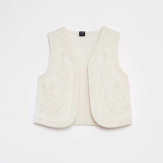 Gilet sans manches brodé BLANC