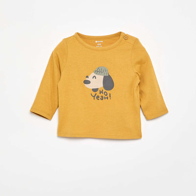T-shirt à manches longues avec animation JAUNE
