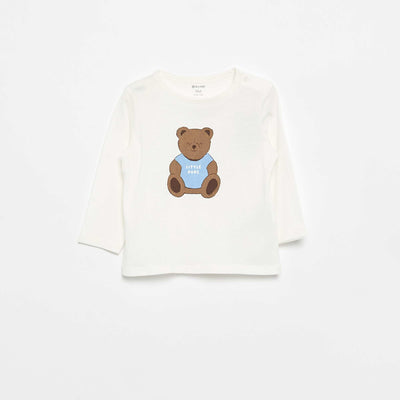 T-shirt à manches longues avec animation BLANC