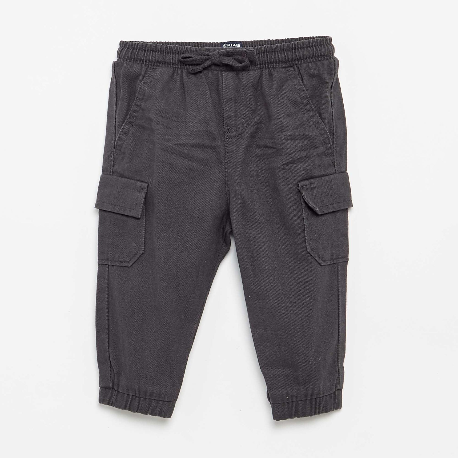 Pantalon jogger en twill avec poches à rabat NOIR