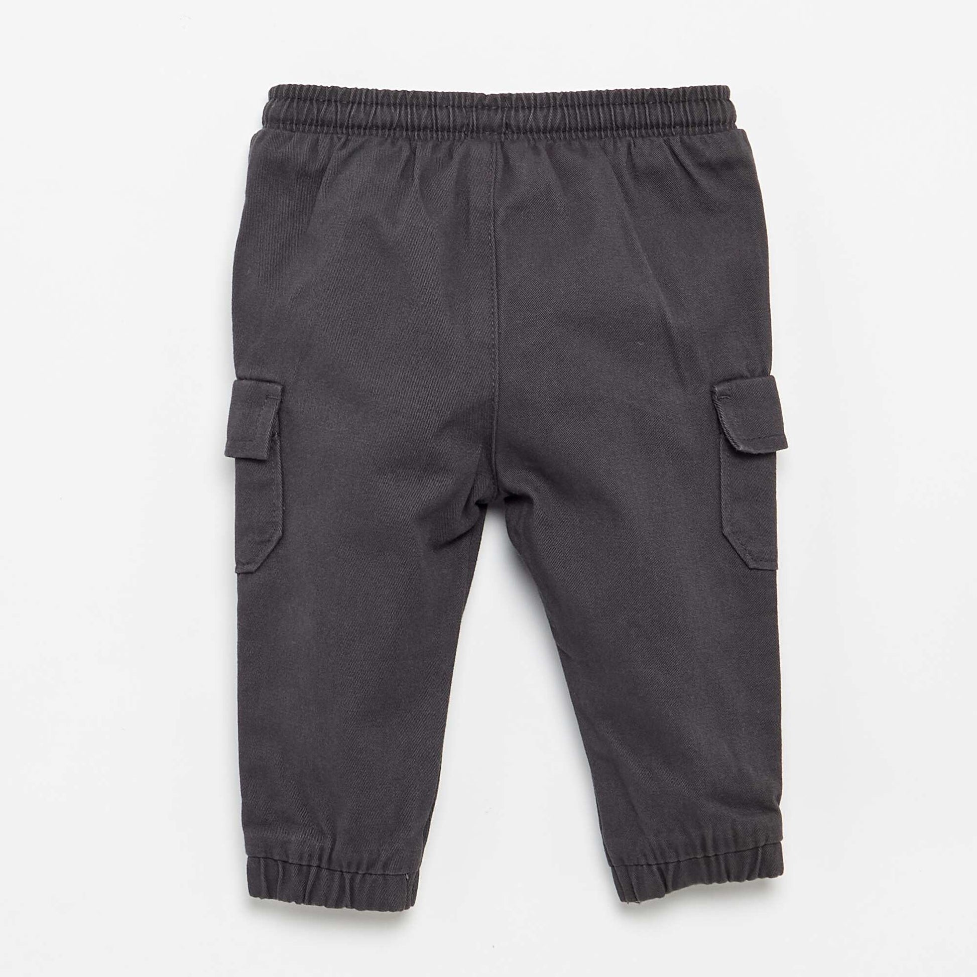 Pantalon jogger en twill avec poches à rabat NOIR