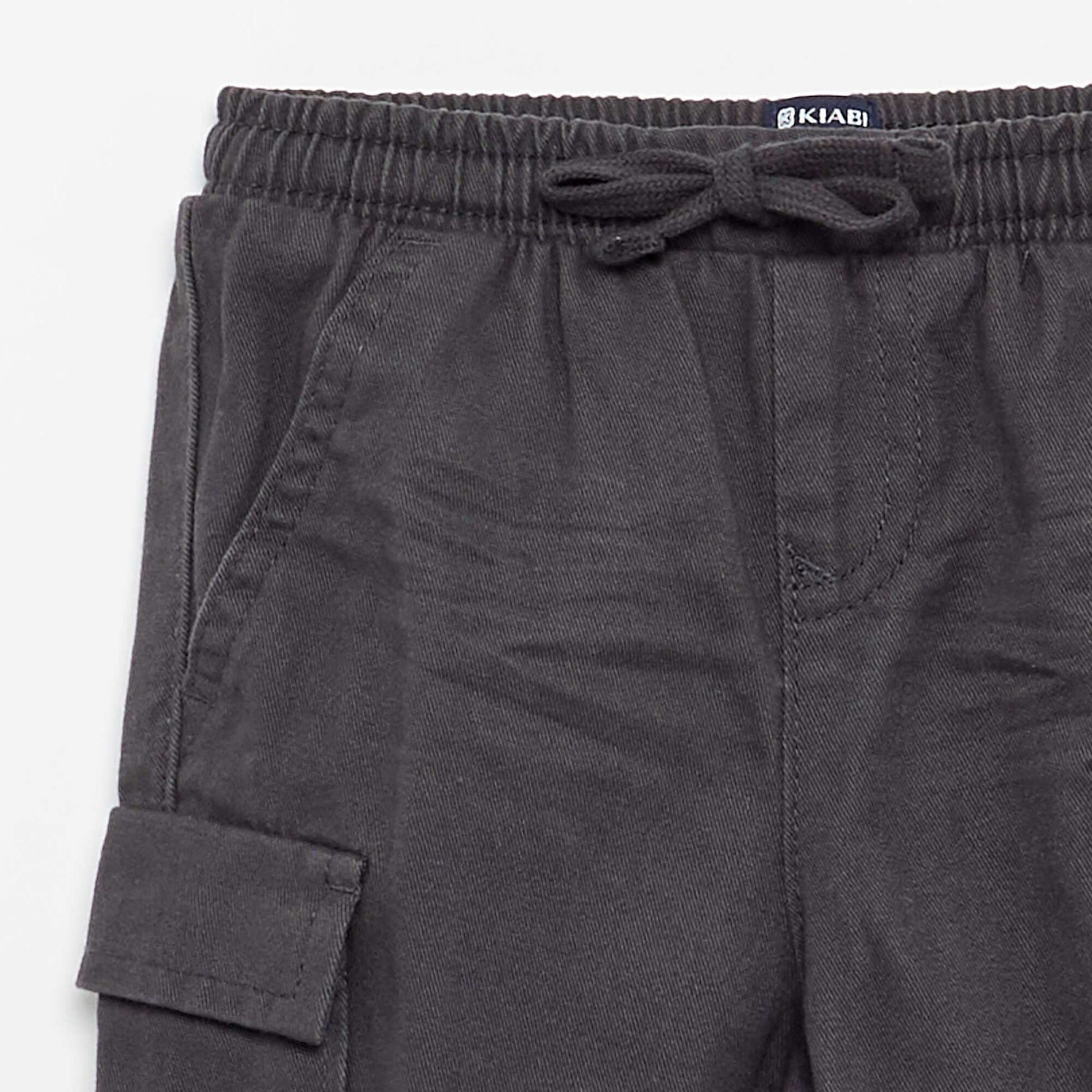Pantalon jogger en twill avec poches à rabat NOIR