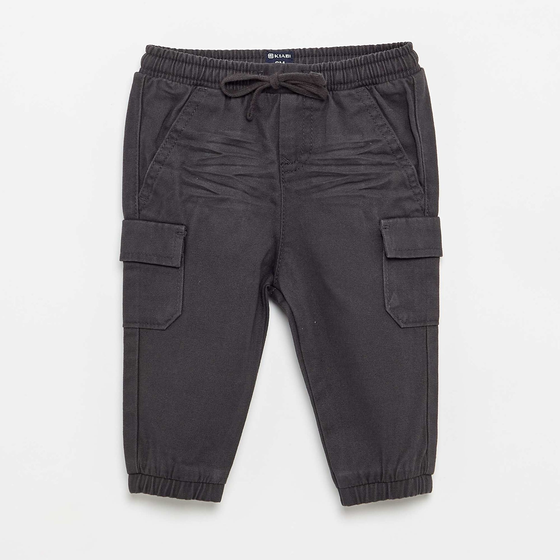 Pantalon jogger en twill avec poches à rabat NOIR