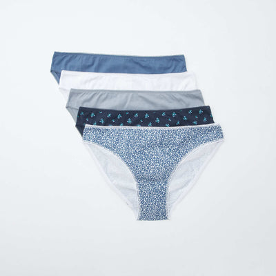 Lot de 5 culottes - unies et imprimées BLEU