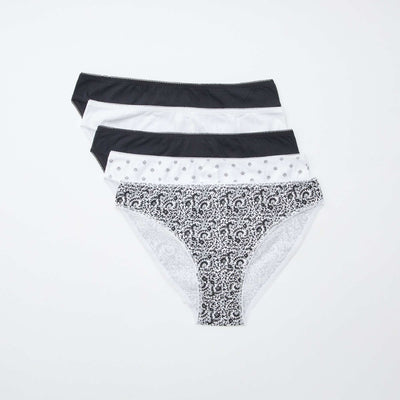 Lot de 5 culottes - unies et imprimées BLANC/NOIR
