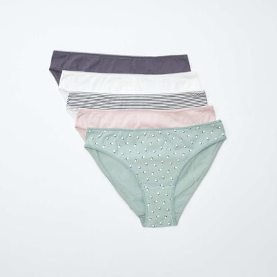 Lot de 5 culottes - unies et imprimées BLANC