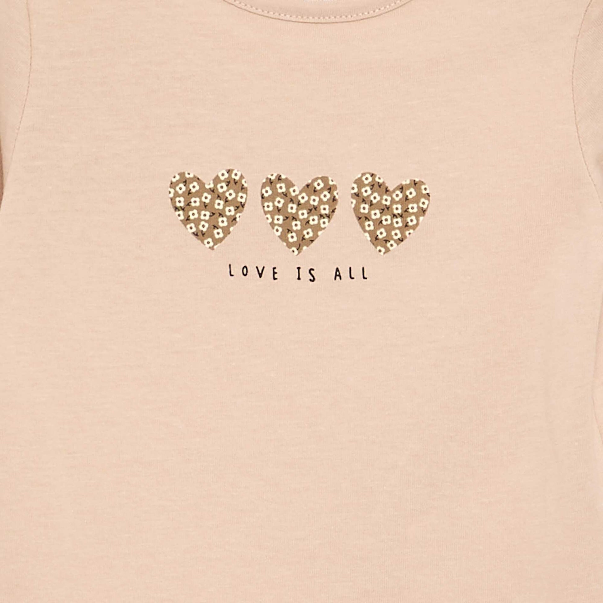 T-shirt à manches longues imprimé BEIGE