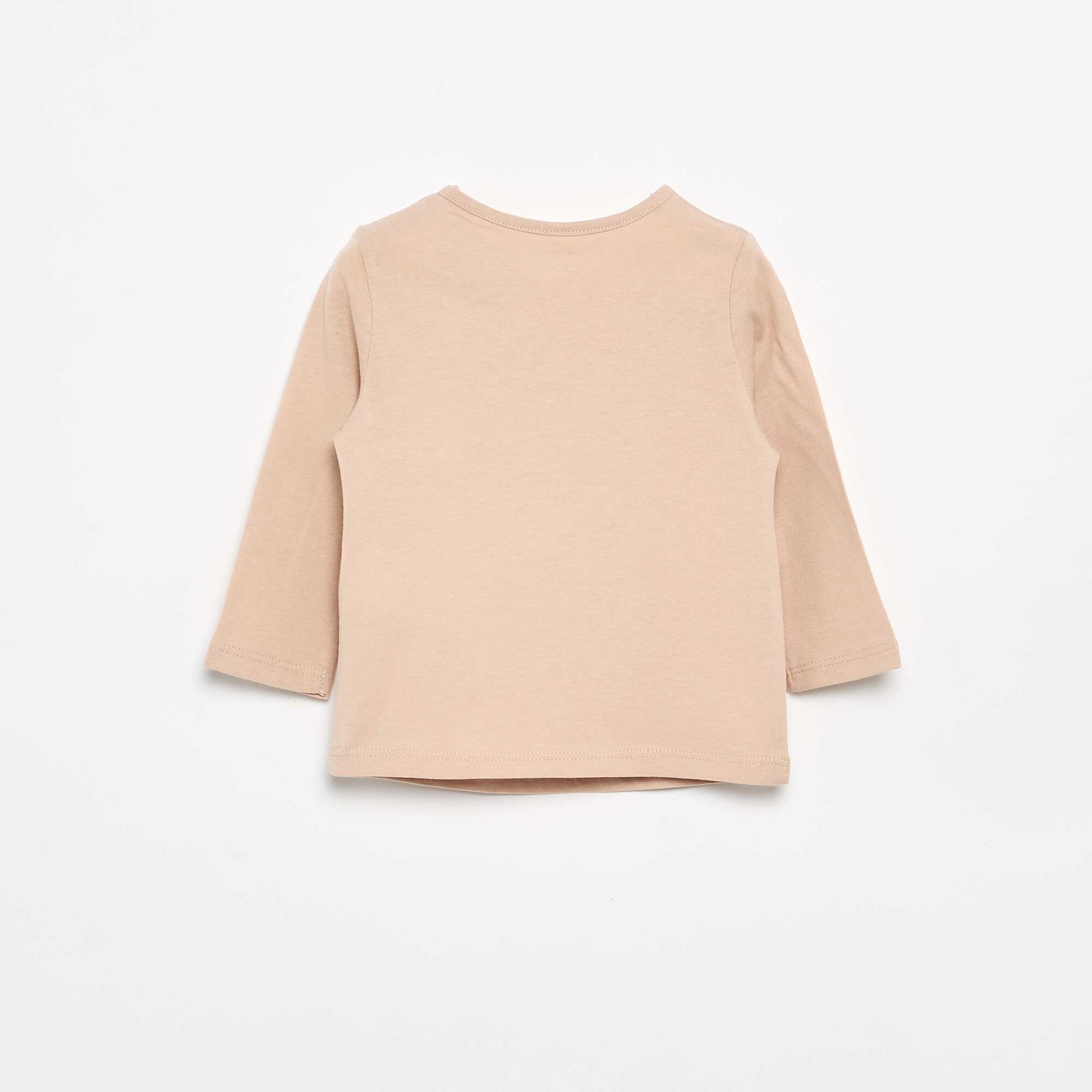 T-shirt à manches longues imprimé BEIGE