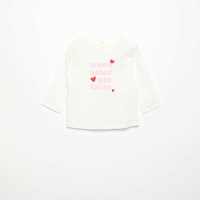 T-shirt à manches longues imprimé BLANC