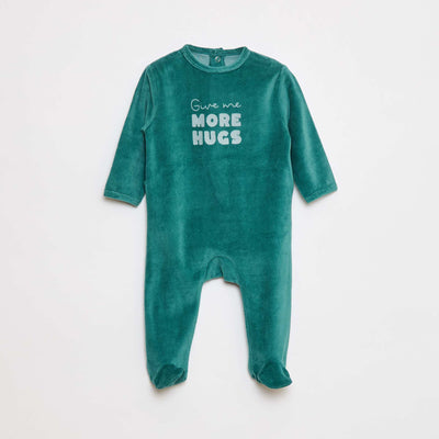 Pyjama en polaire avec pieds et animation devant VERT