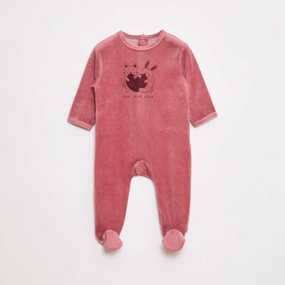 Pyjama en polaire avec pieds et animation devant ROSE