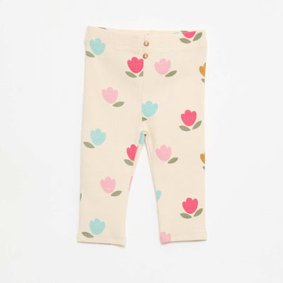 Legging long côtelé à motif BLANC