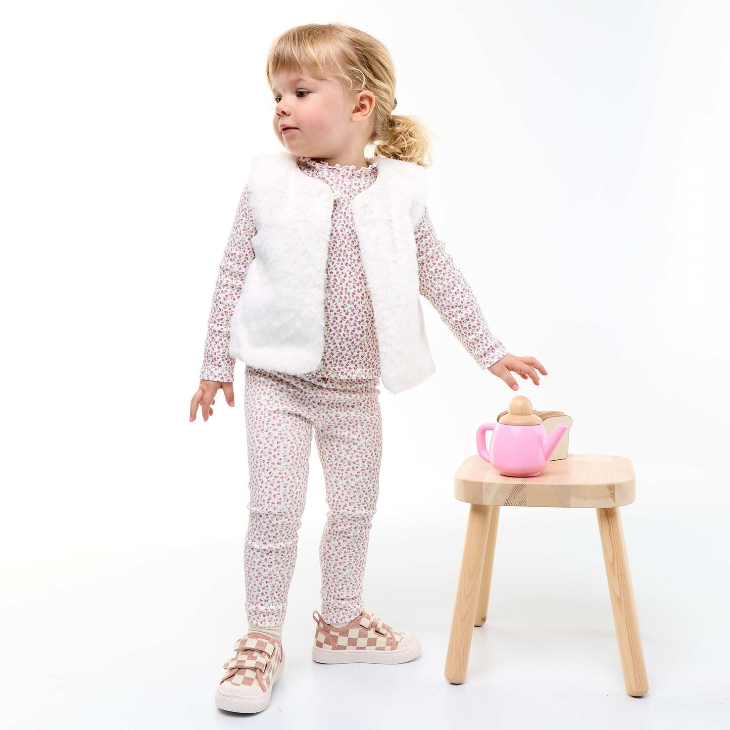 Legging long côtelé à motif BLANC