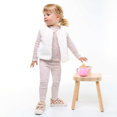 Legging long côtelé à motif BLANC