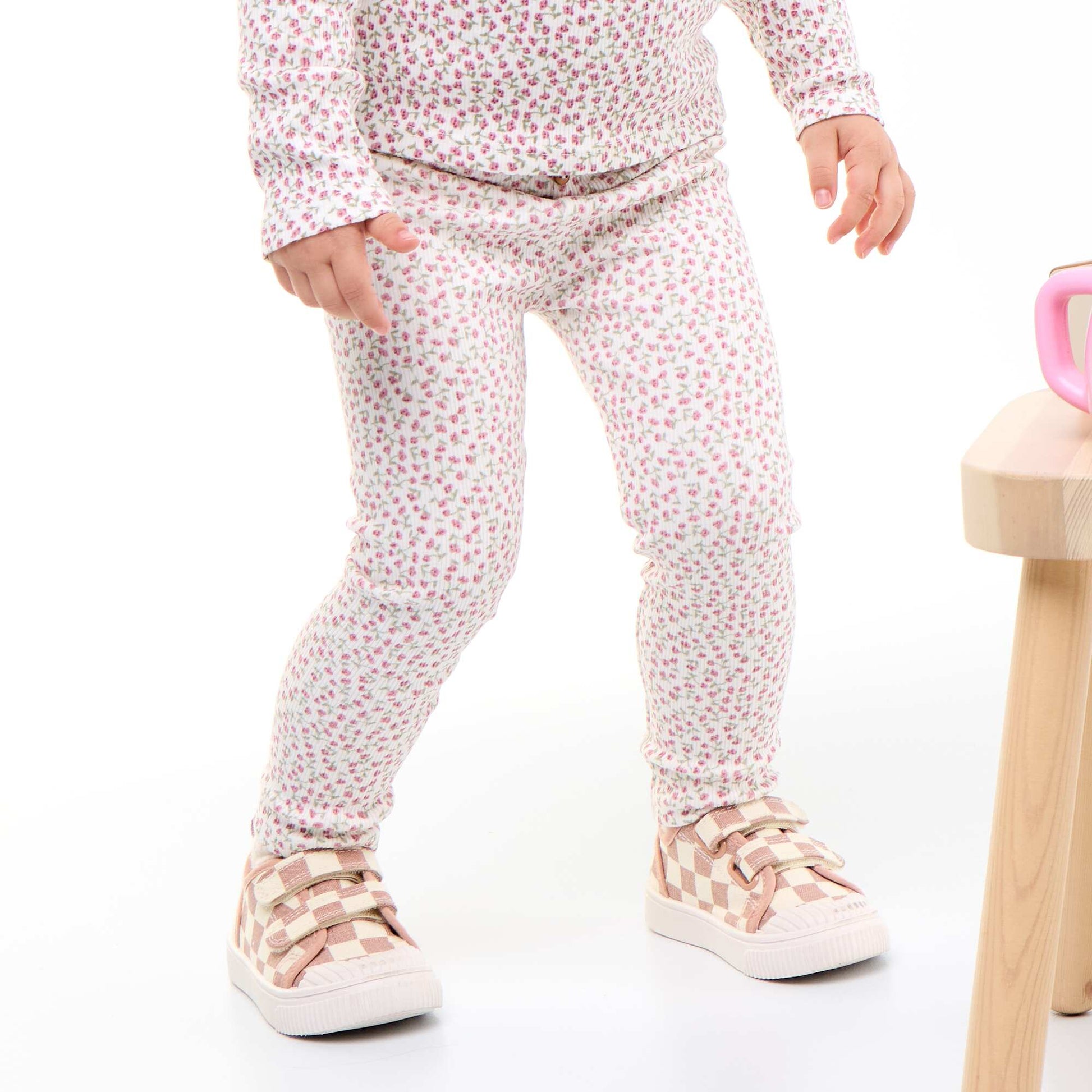 Legging long côtelé à motif BLANC