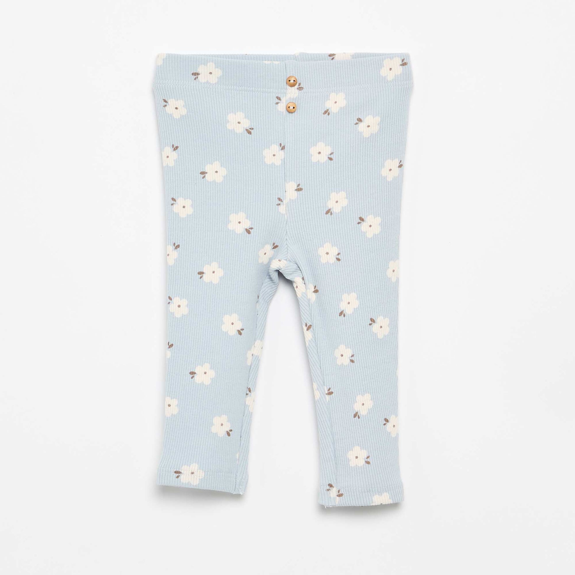 Legging long côtelé à motif BLEU