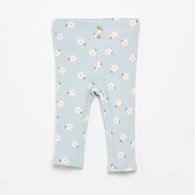 Legging long côtelé à motif BLEU
