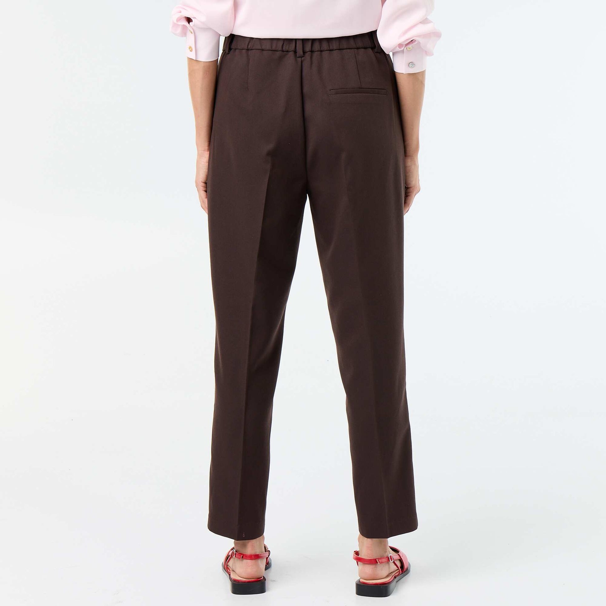 Pantalon cigarette uni avec 2 poches MARRON