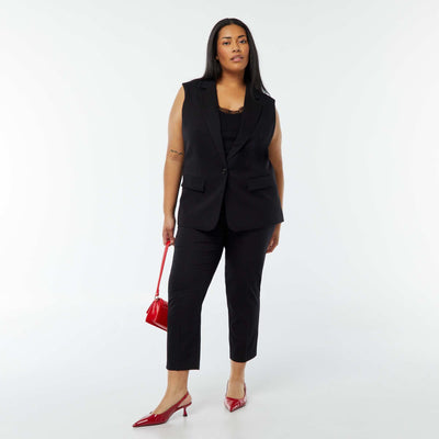 Pantalon cigarette avec ouverture par crochet et zippée NOIR
