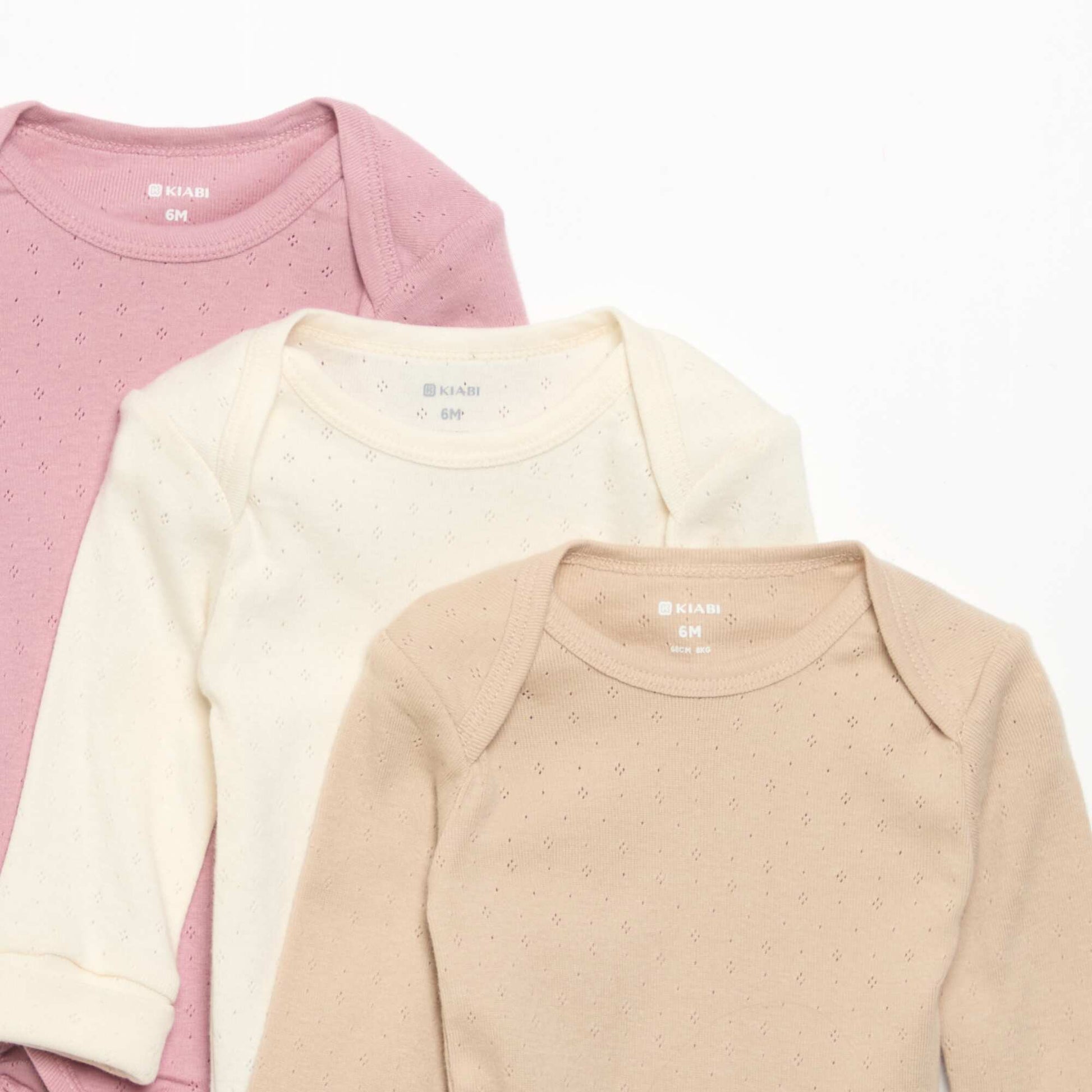 Lot de 3 bodies évolutifs col US et manches longues ROSE