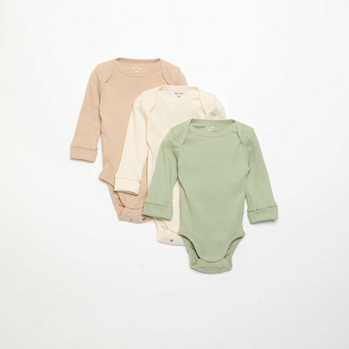Lot de 3 bodies évolutifs col US et manches longues VERT
