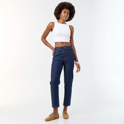 Jean coupe mom - L30 BLEU
