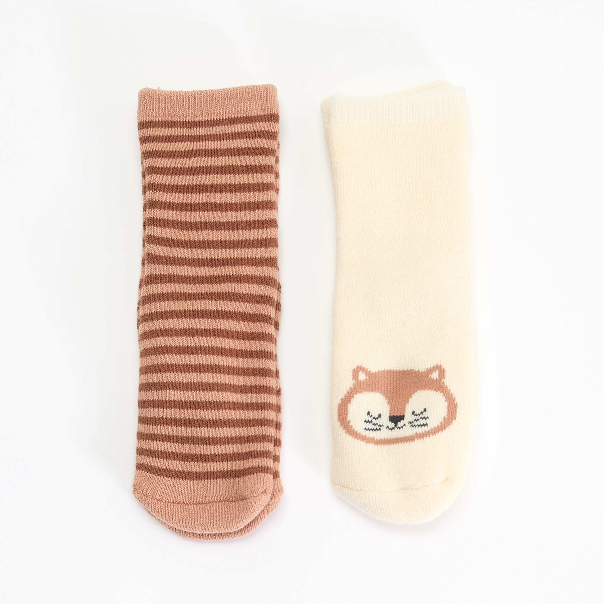 Paire de chaussettes fantaisie anti-dérapantes BEIGE