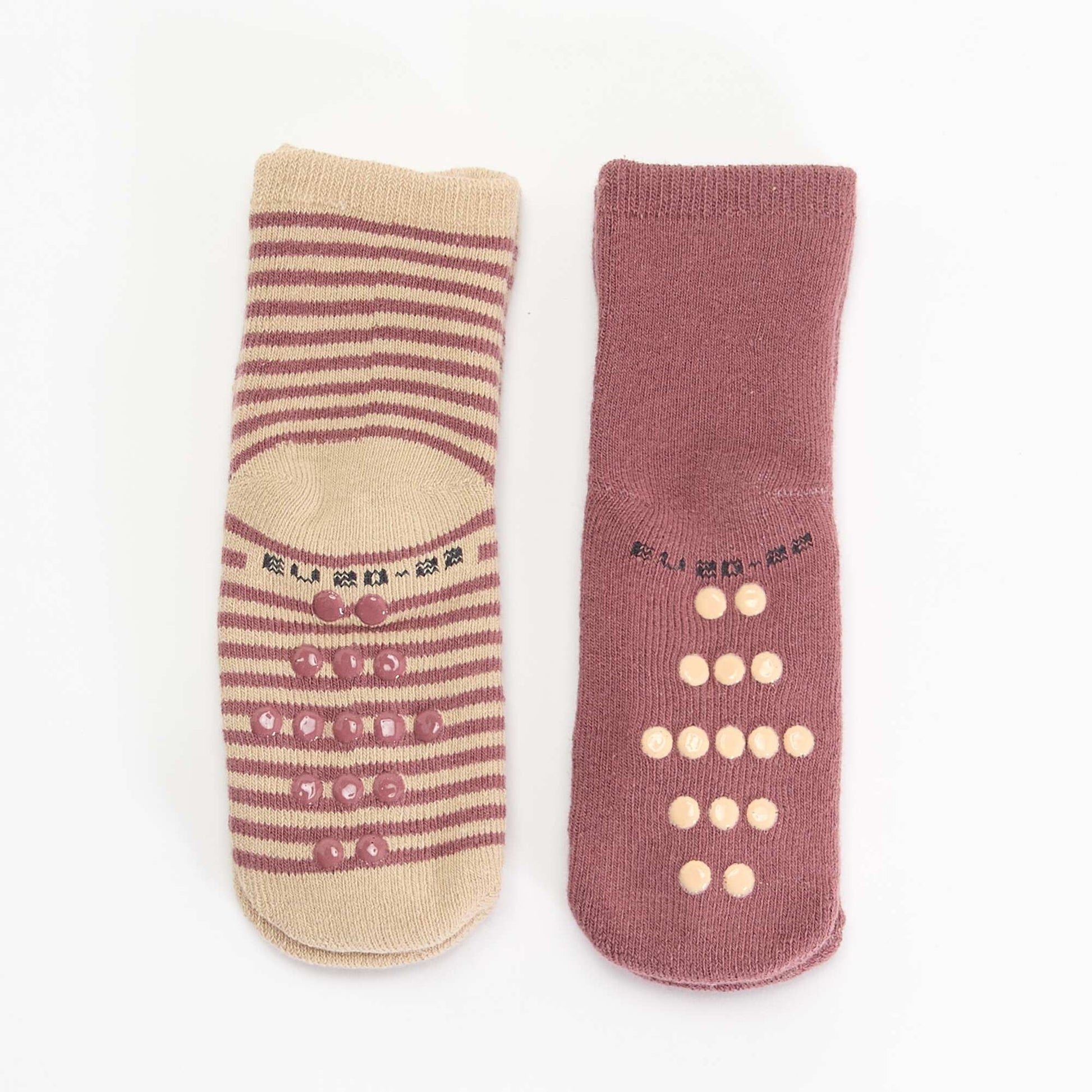 Paire de chaussettes fantaisie anti-dérapantes MARRON
