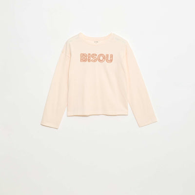 T-shirt manches longues avec sequins ROSE