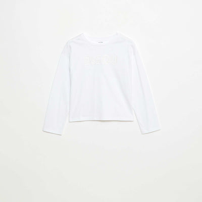 T-shirt manches longues avec sequins BLANC