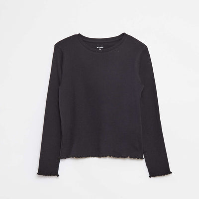 Tee-shirt en maille côtelée NOIR