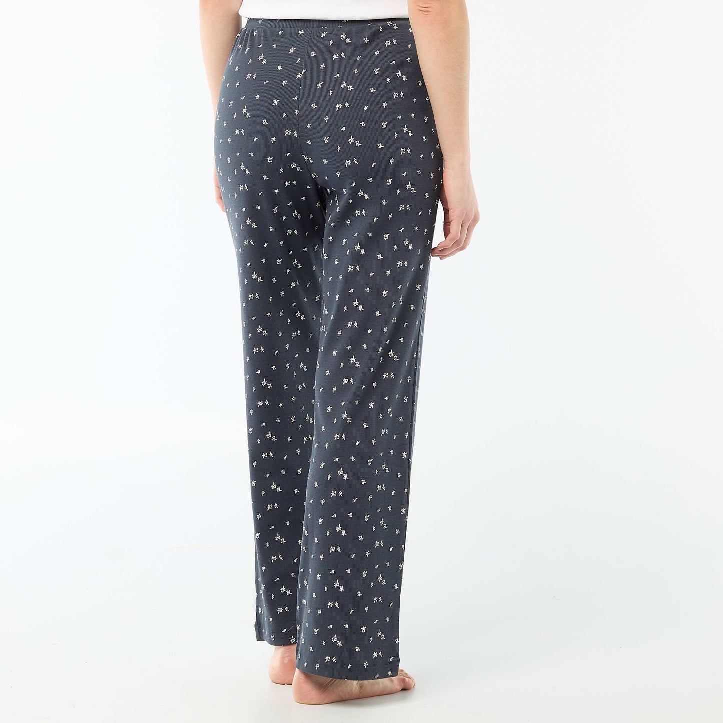 Pantalon côtelé de nuit all-over 'fleur' BLEU