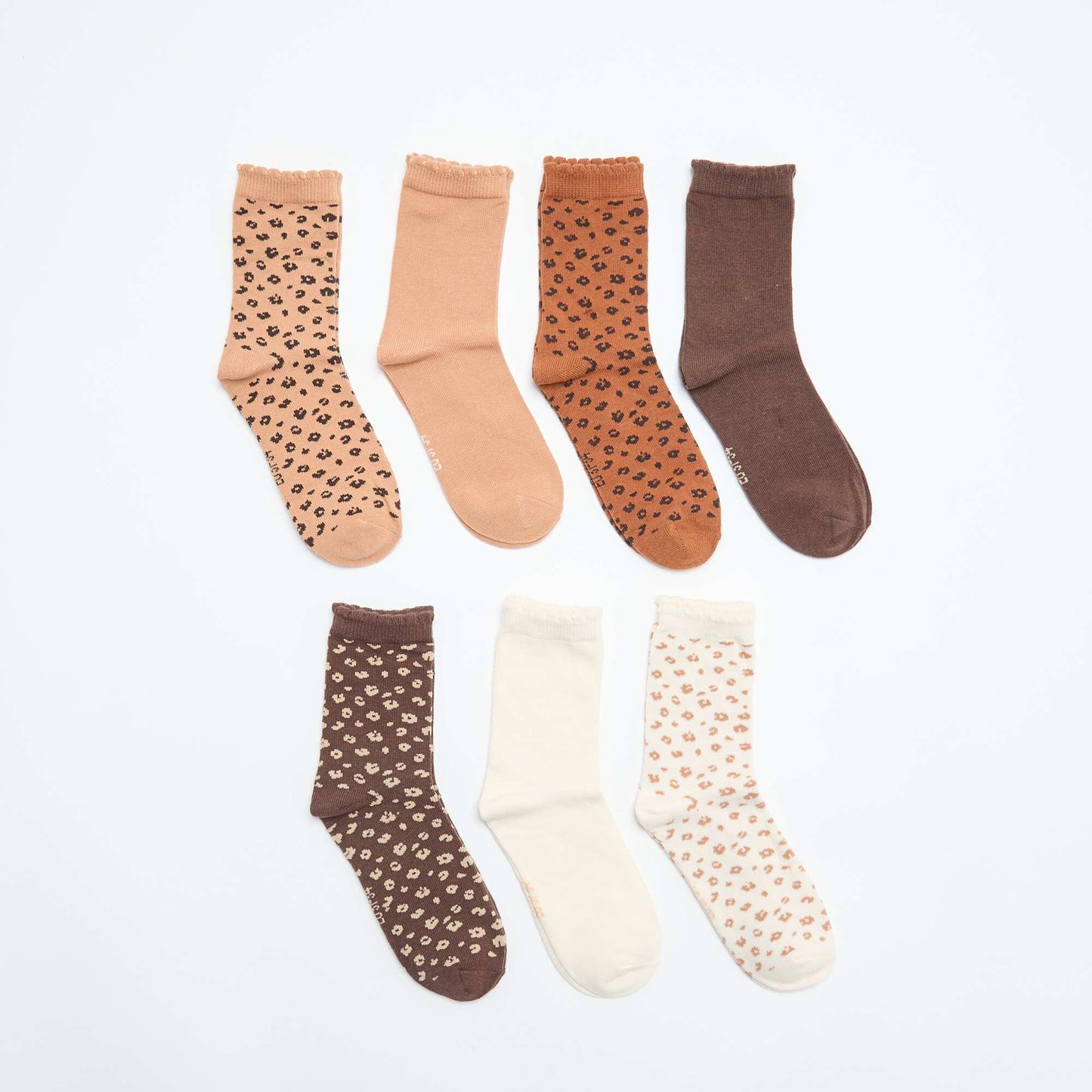 Lot de 7 paires de chaussettes mi-hauteur MARRON