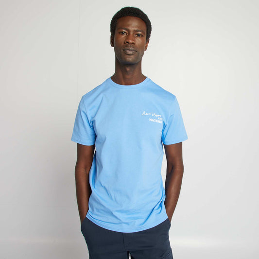 T-shirt imprimé recto/verso manches courtes BLEU